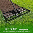 Goplus Lawn Leveling Rake, 30" x 10" Heavy Duty Level Lawn Tool w/ Ergonomic Handle for Soil, Effort-Saving Landscape Rake for Garden, Backyard, Golf Course, Farm, Pasture (Black)