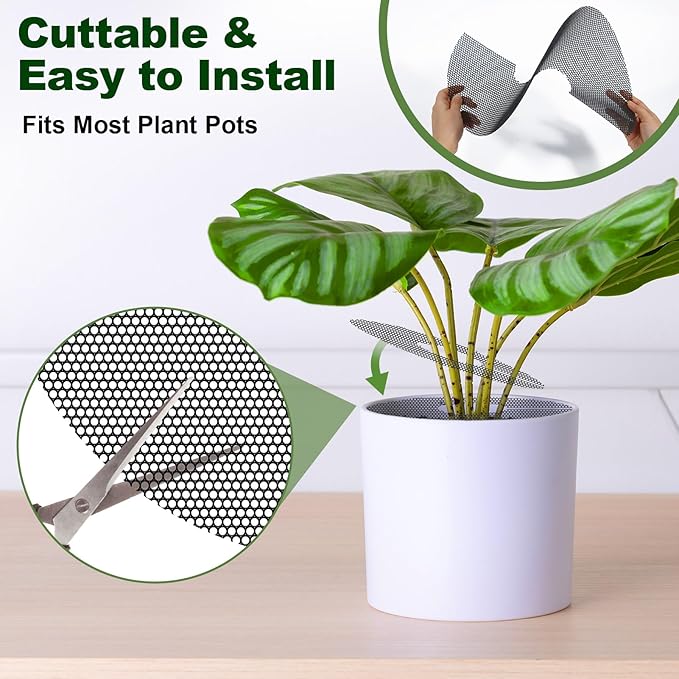 PEDPOPO 6pcs Plant Pot Grids, Thickened Plastic Plant Pot Cover Cat Digging Stopper with Stakes, 11.8 in Plant Protector from Cats Indoor, Potted Guard Cover Easy to Cut Anti Digging for Dogs