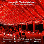 Solar Fairy Lights Outdoor, 16.4ft 50LED Red String Lights with 8 Modes, 2 Pack for Patio & Garden Decorations