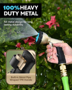 RAINPOINT Garden Hose Nozzle, 9 Spray Patterns Water Hose Nozzle, Heavy Duty Metal Sprayer Nozzle, Adjustable Hand Sprayer, Watering Plants and Lawn, Blue