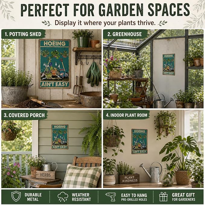 Artlunar Funny Garden Sign Outside Decor - Humorous Gardening Gift for Women Enthusiasts, 12" x 8" (980)