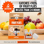 Super Ninja Gnat Traps for House Indoor - Fungus Gnat & Fruit Fly Traps - 10 Sticky Traps for Plants & 2 Highly Effective Fruit Fly Catchers for Indoors, Kid & Pet Friendly