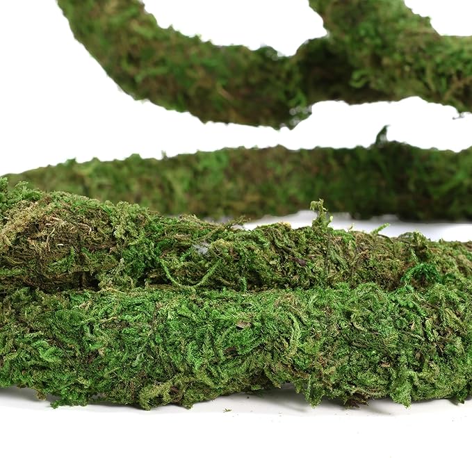 USMOLA Moss Vine for Reptiles, Bendable Climbing Vines Reptile Tank Accessories, Natural Moss Rope for Leopard Gecko, Lizard, Snake, Chameleon, Frog Terrarium Decor (Jungle Green, 6.5 FT)