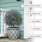 Set of 2 Artificial Lavender Boxwood Topiary Ball Trees with Ground Spike, 27.5" UV Resistant Faux Evergreen Shrubs, Purple Green Fake Bushes for Indoor Outdoor Front Porch Garden Patio Yard Decor