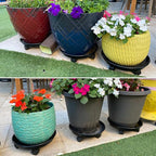 6 Packs Plant Caddy with Wheels 11.8" Plastic Rolling Plant Dolly Coasters Heavy-duty Wheeled Planter Mover Rollers Indoor Outdoor Wheeled Flower Pot Base Suacers with Casters, Black