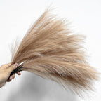 Faux Pampas Grass Plants Artificial Reeds Decoration Set of 28 Stems 17” Fake Florals Bulrush Fluffy Beige Branches for Boho Home Wedding Party Vase Fillers Christmas DIY Feathers Décor - Khaki 28 Pcs