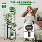 TOSKING 5 Tier Tall Plant Stand Indoor Outdoor,Anti-Tip Plant Stand indoor, Wide Base for Pots, Child and Pet Friendly,Heavy Duty Corner Shelf for Plants & Decor, Space Saving ,Tiered Metal Flower Pot Stand for Balcony, Garden, Living Room, Patio (Blac...
