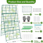 17 x 42 Inch Garden Trellis for Raised Beds Foldable Climbing Plant Support Cucumber Trellis Outdoor A-Frame Metal Vegetable Trellis with Garden Supplies for Grape Tomato Peas Flower