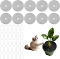 10 Pcs 15.75" Plant Pot Grids, Flower Pot Soil Protector Covers, Black Plant Mesh Nets for Pet Protection, Cuttable Digging Stoppers with Metal Securing Stakes