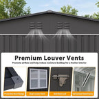 12x18 FT Outdoor Storage Shed, Metal Garden Shed with Lockable Door & Sloped Roof, Large Waterproof Utility Tool Shed for Backyard, Garden, Patio, Lawn, Black