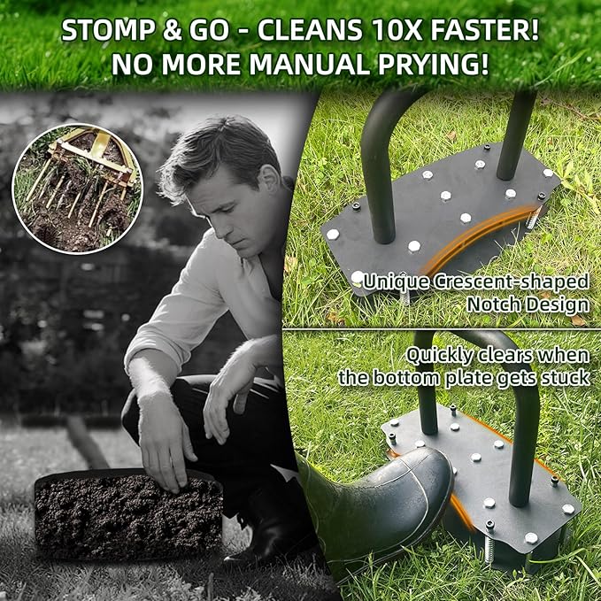 Lawn Aerator Tool for Clay Soil - Kick to Unclog & Bolt-On Base Never Breaks - 11 Heavy Duty 3.5” Spikes for Deeper Penetration - Pre Assembled 12.2x6” Plate
