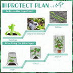 6 Packs 12"x 12" Large Wire Plant Protectors from Animals,Plant Cages for Outdoor Plants,Plant Covers from Animals with Ground Stakes and Nylon Ties Protect Plants,Shrubs,Vegetables from Animals-18PCS
