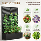 Galvanized Metal Planter Box with Trellis,Metal Raised Garden Bed Trellis 72"x47"x15.7"Inches Outdoor Planter with Wheels and Drainage Holes,for Patio Climbing Vegetables,Flowers,Vines,Black