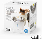Catit LED Flower Fountain with Triple Action Filter, Cat Drinking Water Fountain, 3 L