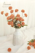 Floroom 5pcs Burnt Orange Faux Silk Mums Artificial Flowers, Bulk Fake Small Mini Chrysanthemums with Stems for DIY Wedding Centerpieces Floral Arrangements Vase Fillers Home Decorations