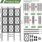 5.25FT Garden Trellis for Climbing Plants Outdoor, Black Iron Pipe Support Fence,Metal Wall Lattice Climbing Frame for Potted Plants Indoor for Ivy Vines Vegetable Flower, Patio, Lawn, Yard, Backyard
