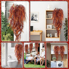 2-Pack Fake Hanging Plants, Faux Hanging Plant Artificial Greenery for Living Room Bedroom Boho Wall Shelf Indoor Outdoor Decor (Red Coreopsis)