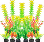 AQUANEAT Artificial Fish Tank Plants, Aquarium Decorations, Yellow Plastic Accessories, 10pcs