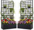 Giantex 2 Pack Metal Raised Garden Bed with Trellis, 36" x 16" x 77" Galvanized Planter Box w/Drainage Holes for Climbing Plants Vegetables Flowers, Outdoor Privacy Screen for Patio Backyard Balcony