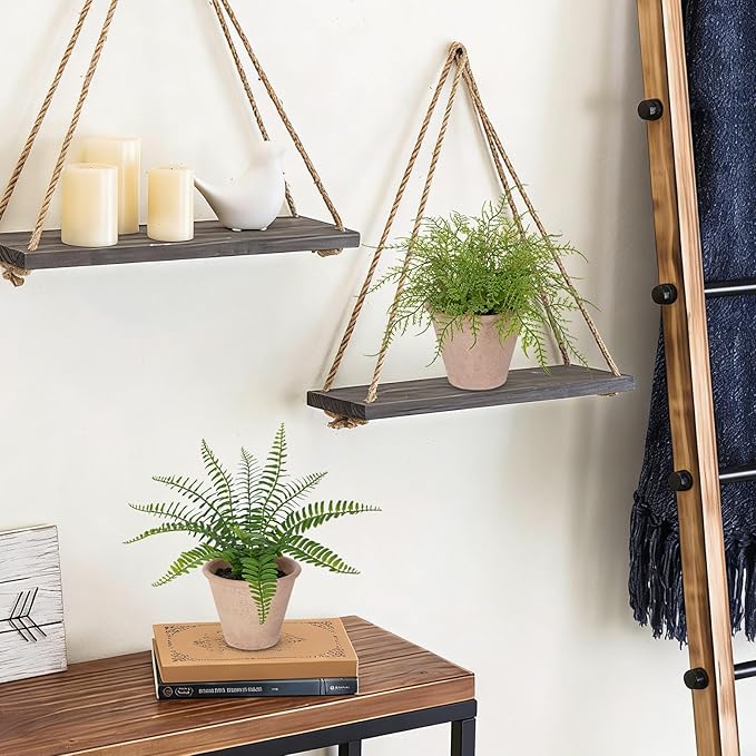 2 Pack Artificial Fern Potted Plant, Small Fake Plants in Pot, Faux Fern Plant for Home Office Farmhouse Living Room Bathroom Kitchen Tabletop Desk Shelf Decoration