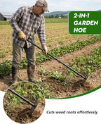 Garden Hoe, 2-in-1 Garden Hoe, 60" Adjustable Handle, Sharp Blade, Efficient Weeding & Tilling Tool for Gardening