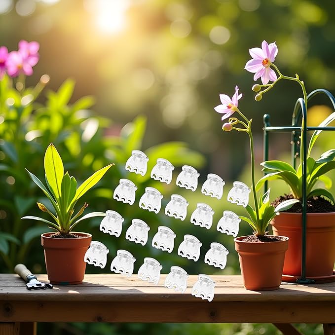 50Pcs Transparent Plant Orchid Clips,Flowers Fixer for Garden Vine Stem Plants Climbing Clasp for Support,Orchid Clips for Plants Support Garden Stakes