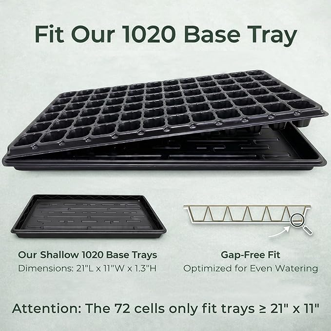 Gardzen 10 Pack 72 Cell Seed Starter Trays, 1.75" Deep Plug Tray for Seedlings, Thick Seedling Trays with Drainage Holes, Fit Standard 1020 Drip Tray