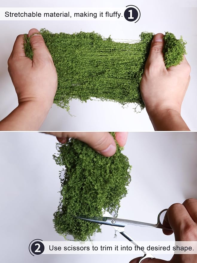5.3oz Green Fake Moss Artificial Floral Moss Faux Plant for DIY Crafts Fairy Garden Pot Filler Vase Greenery Decorating Project Indoor Model Making Walls Glass Decor Forlaoers
