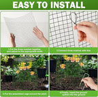 Plant Protector from Animals with Detachable Covers - 4 Pack 16”x 16" Wire Cage Cloches with Ground Stakes and Tools for Protecting Vegetable, Flower, Seedling