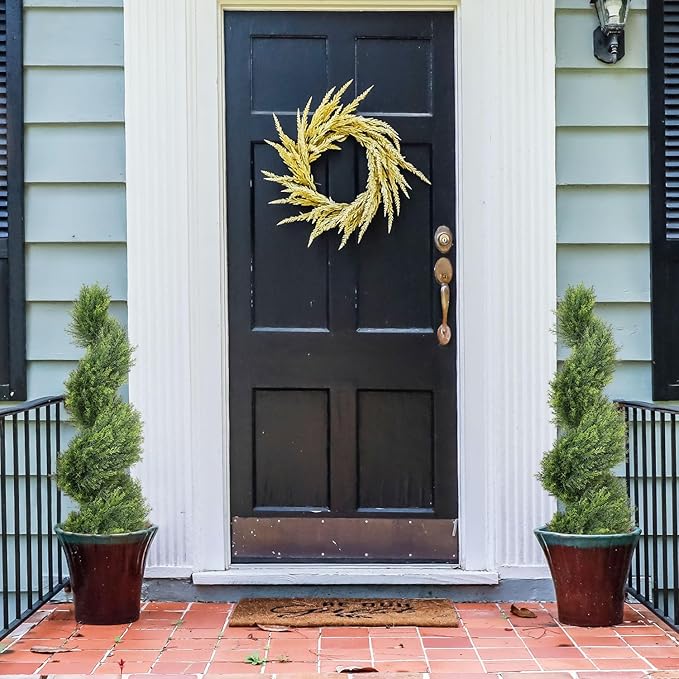 THE BLOOM TIMES 3ft Artificial Topiary Trees Set of 2, 36 inch Faux Cedar Cypress Spiral Topiary Trees Outdoor - Fake Plants for Garden Front Porch Indoor Outside Planter Decor 3 Foot