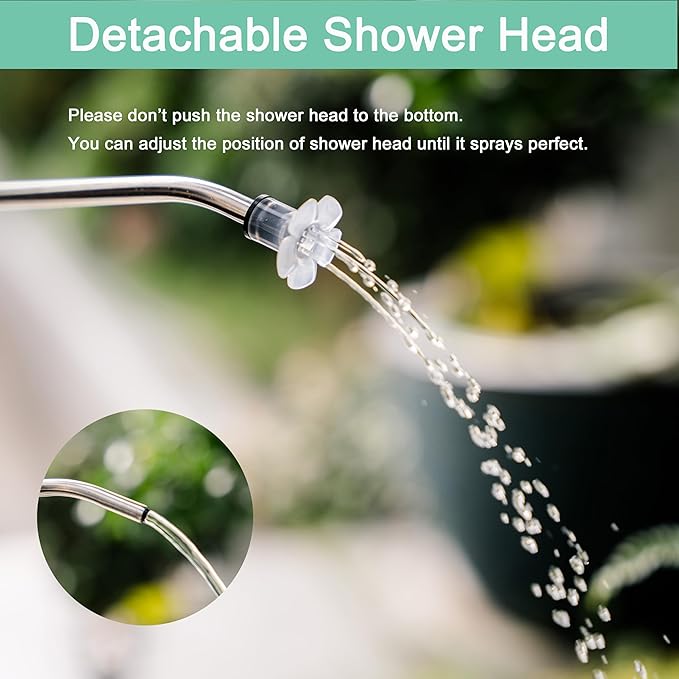 Small Watering Can for Indoor Plants - 34oz Leakproof Lightweight Pot with Long Spout & Bonus Shower Head, Indoor Watering Can for House Plants in Sage Green