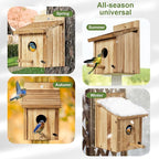 NATUREYLWL Outdoor Wooden Bird House, Birdhouse DIY Assembly Kit, Durable Bluebird Nesting Box with Cleaning Door, Weather-Resistant Garden Decor for Small Wild Birds