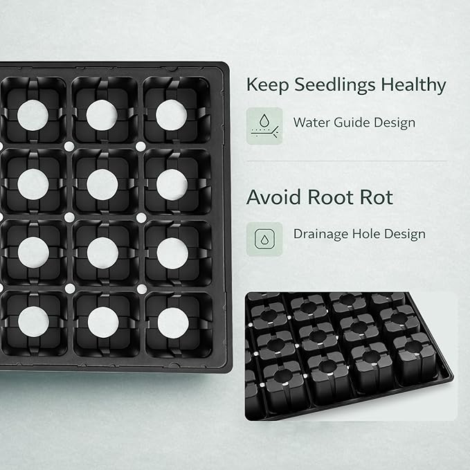 Gardzen 10 Pack 32 Cell Seed Starter Trays, 2" Deep Plug Tray for Seedlings, Heavy Duty Seedling Trays with Drainage Holes, Fit Standard 1020 Drip Tray