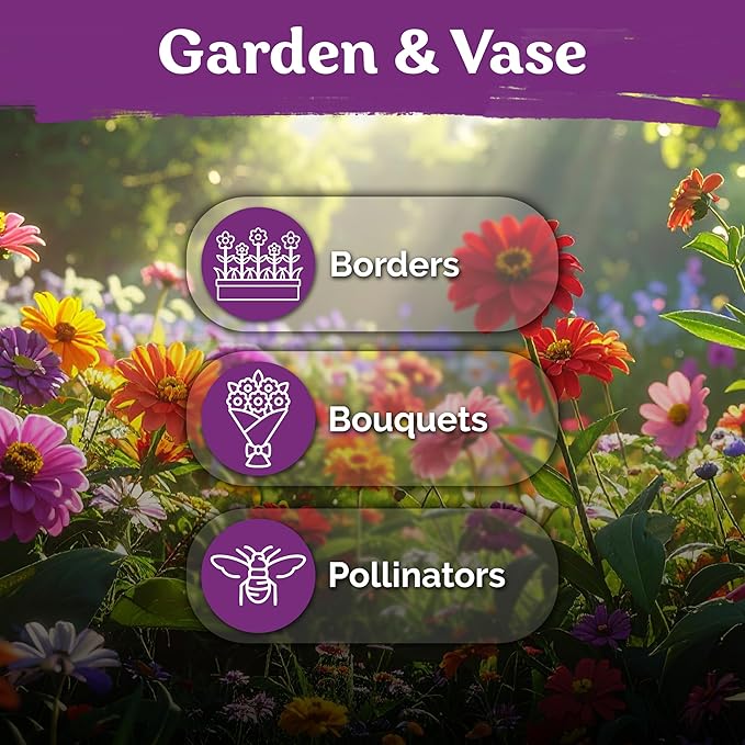 KVITER 550 Crazy Blend Zinnia Seeds for 2026 (Zinnia Elegans) – Double Zinnia Seed Mix, Heirloom Pollinator Magnet – Ideal Flower Seeds for Planting in Cutting Garden, Borders, Containers