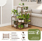 Bamworld Corner Plant Stand Indoor Outdoor Plant Shelf Small Plant Table for Multiple Plants Wooden Plant Holder for Garden Patio Lawn Window Plants Gift,Brown