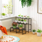 Garden 4 you 3 Tier Large Metal Plant Stand, Garden Display Shelf Flower Pot Holder Storage Organizer Rack for Indoor Home Outdoor Patio Balcony Yard( Black,Rectangle)