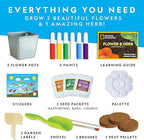 National Geographic Flower & Herb Gardening Kit for Kids - Kids Gardening Set with 3 Stainless Steel Pots, Paint & Stickers, Outdoor Toys, Craft Kits, Plant Growing Kit, Easter Basket Stuffers