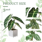 3pcs Small Fake Plants Artificial Begonia Leaves Faux Plants Indoor for Office Desk Shelf Bathroom Home Decor