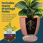Pink 6-Inch Plant Pots with Drainage & Saucers 24 Pack, Indoor & Outdoor Planters for Houseplants, Herbs, and Flowers, Durable & Weatherproof Material, Stackable, Lightweight, Minimalist Design