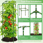 Legigo 6 Pack Square Tomato Cages- 60 Inch Heavy Duty Tomato Trellis for Climbing Plants Outdoor, Tomato Plant Support Stakes Cage Garden Trellis for Garden Raised Garden Bed Cucumbers Vegetables