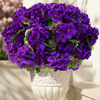 lovemoon 8 Pcs Artificial Geranium Plant Realistic Silk Flowers for Outside UV Resistant Faux Geraniums Flowers for Indoor Outdoor Home Garden Office Decoration (8, Purple)