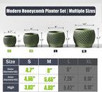 Plant Pots, Modern 3D Printed Honeycomb Planters for Indoor Plants, 4.7/6 Inch Military Green Decorative Flower Pot for Office Desktop, Bookshelf & Home Decor, Lightweight & Durable.