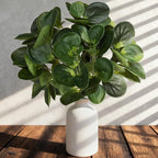 15" Artificial Eucalyptus Stems Potted Plant - Realistic Small Fake Desk Plants for Office Home Decor, Faux Plants in Frosted Ceramic Vase for Indoor Spaces, Wedding Centerpieces Table Decor（2pcs leaf