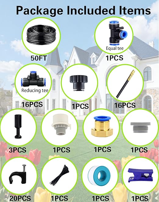 Drip Irrigation System,Automatic Garden Watering System, 360 Adjustable Mist Sprayer Nozzle, High Volume Water Flow Rotating Sprinkler Head for Garden,Patio,Potted Plants, Fine Misting to Jet Spray