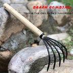 SHANFEEK Garden Rake 5-Claw Landscape Dethatcher Thatching Beach Combing Rake for Digging Clam Shell Defoliation Hoe Garden Tool for Loosen The Soil (Orange)