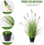 Artificial Plants Indoor Tall Grass Plants with Hyacinth Flower 35.4In Tall Artificial Ornamental Grass Green Onions Outdoor Fake Plants with Black Pot Home Office Decorative (1 Pack,White)