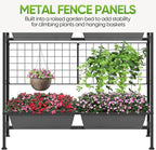 CADUKE Raised Planter Box, Plastic Raised Garden Bed with Legs, Standing Planter Box with Drainage Holes & Trellis, 32" Elevated Flower Beds Outdoor & Indoor for Vegetables, Balcony, Patio, Grey
