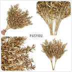 Artificial Plants for Christmas Decor, PASYOU Plastic Grass Fake Shrubs Simulation Sharp Leaves Indoor Outdoor Home Garden Planter Filler Party Hotel Verandah Wedding Faux DIY Decoration - Gold 4 Pack