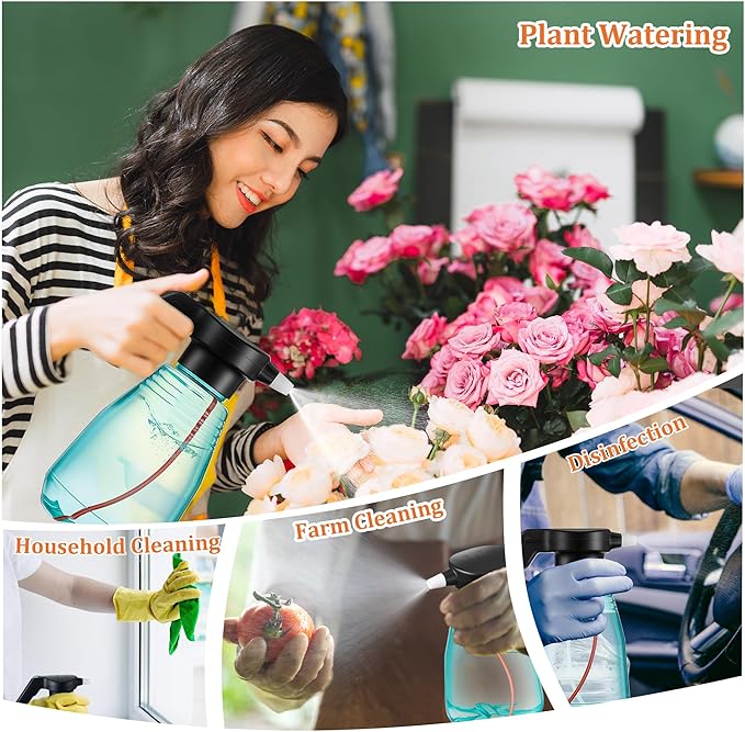 Electric Spray Bottle Plant Mister for Indoor Outdoor Plants, 0.5 Gallon Automatic Watering Can Rechargeable Battery Powered Sprayer with Adjustable Spout for Gardening, Cleaning(Green Style)