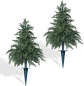 Yangrass 2 Pack 24" Cypress Topiary Trees Artificial Outdoor with Ground Spike, UV Resistant Fake Shrubs Bushes Faux Cedar Pines Trees, Real Touch Faux Evergreen Plants for Home Front Porch Garden